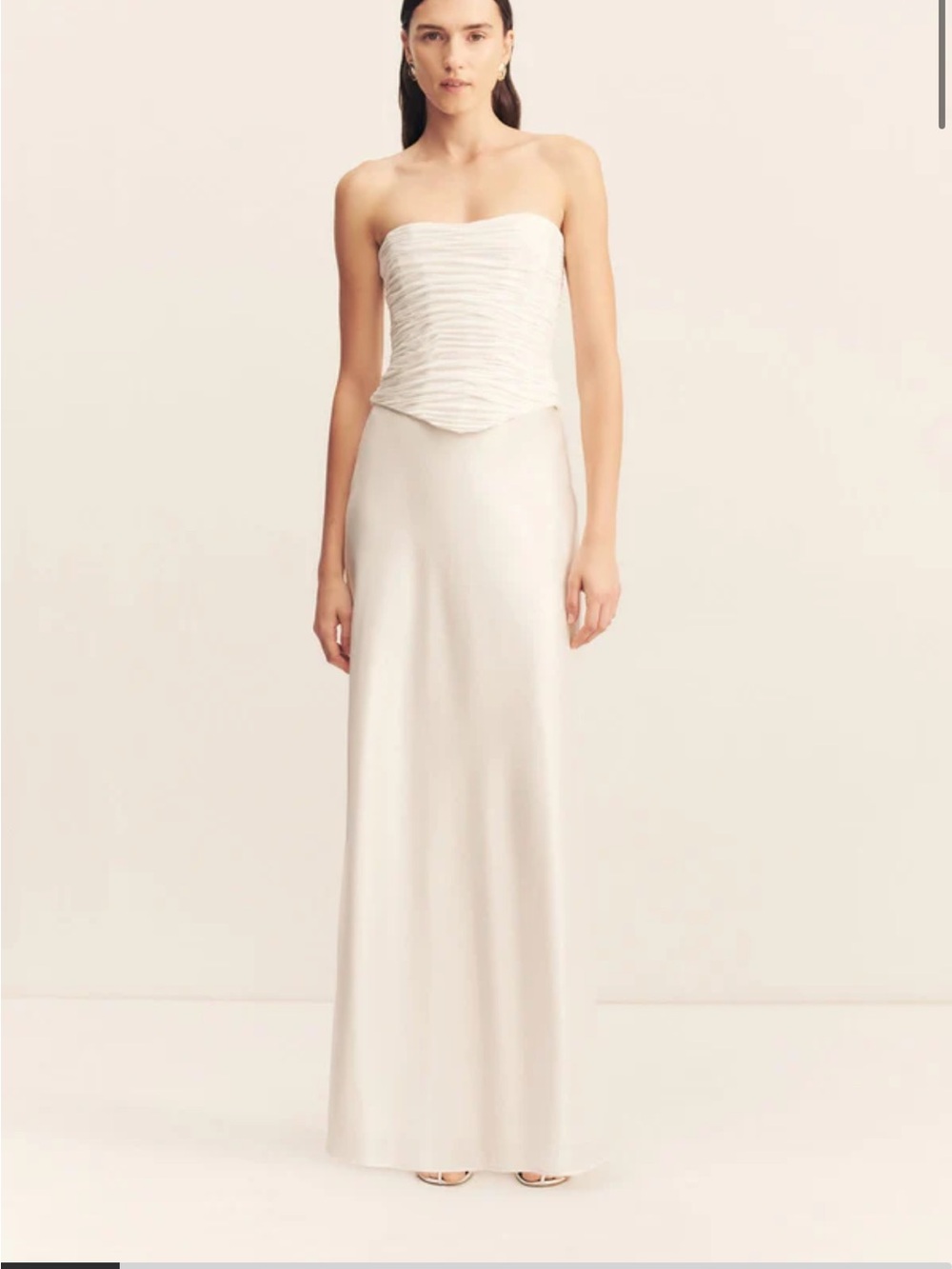 Shona Joy Strapless Ruched Bodice Maxi Dress in Ivory